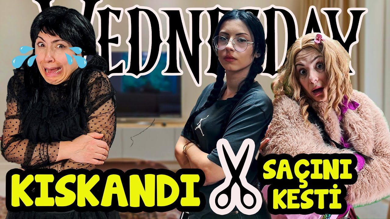 SAHTE WEDNESDAY GERÇEK WEDNESDAY'I KISKANDI | SAÇINI KESTİ | ENİD EVDEN KOVULDU !!