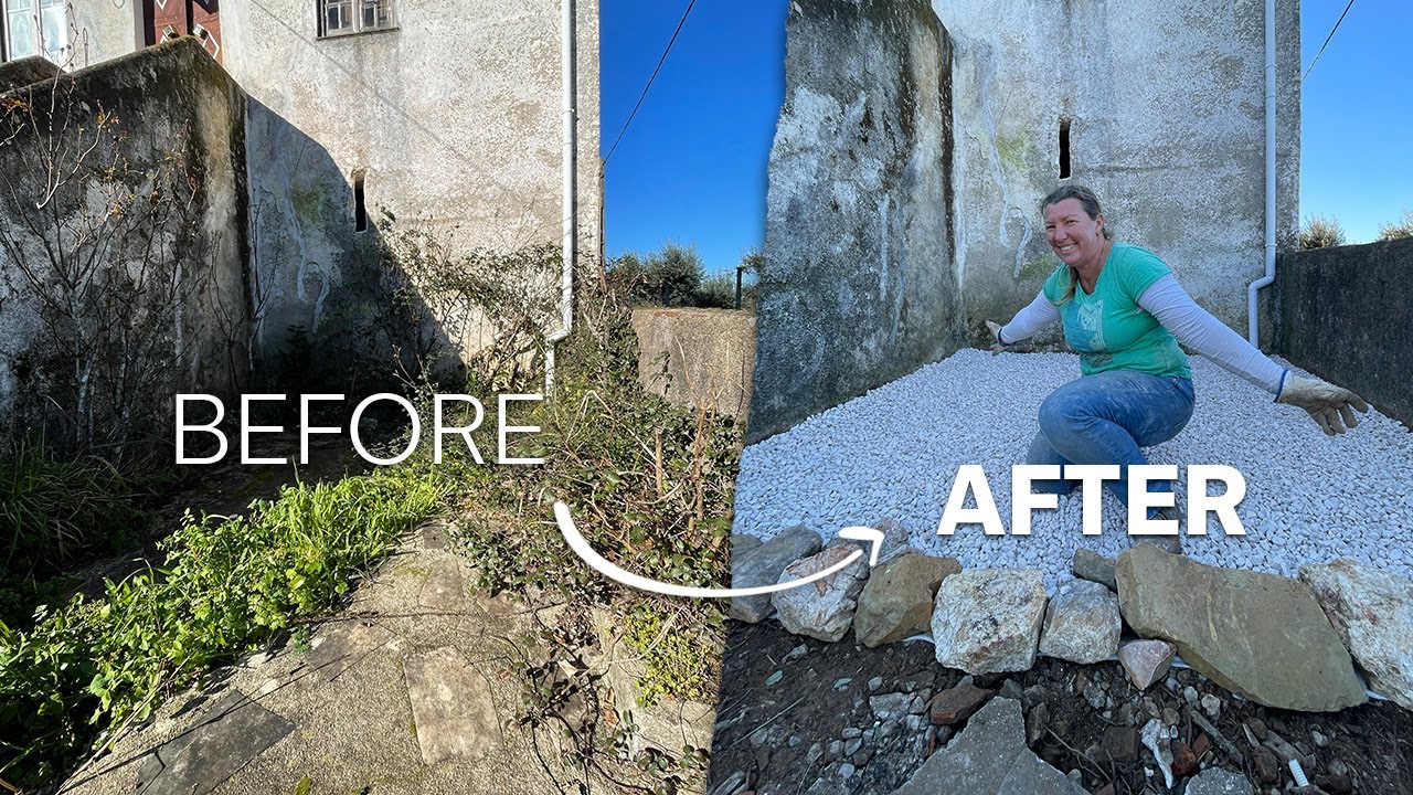 TRANSFORMING Our Overgrown Front Garden (for €13) - Portugal Property Renovation