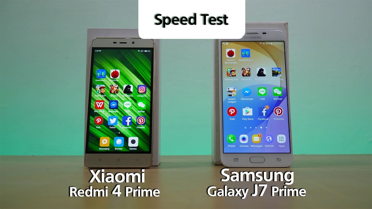 Redmi 4 Prime vs J7 Prime - Speed Test