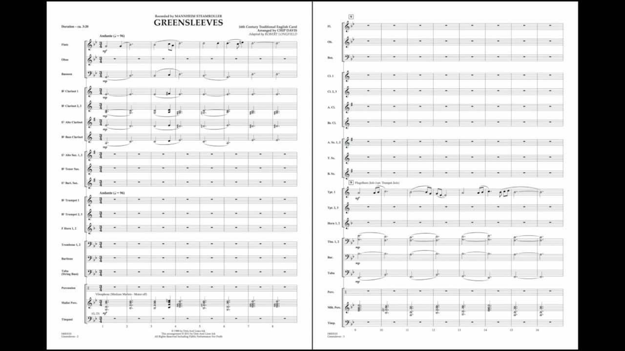 Greensleeves arr. Chip Davis/ed. Robert Longfield