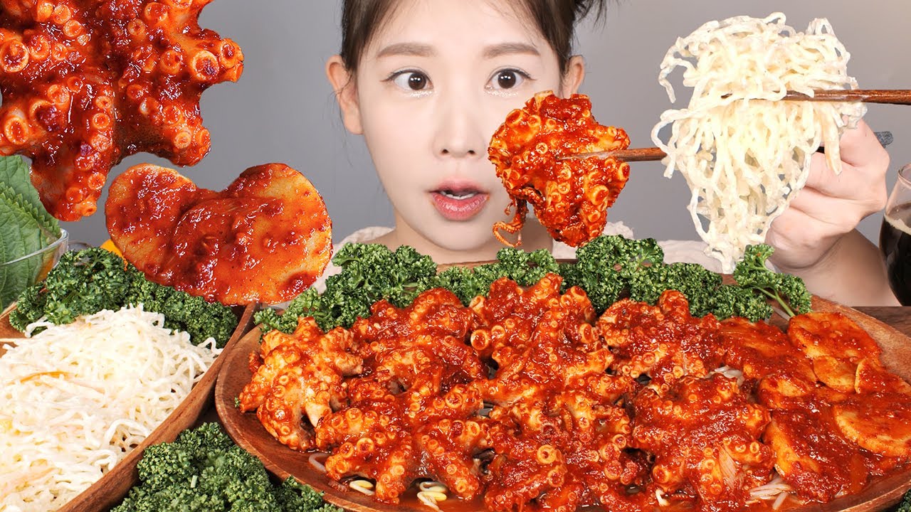 맵다매워🔥 매운 쭈꾸미와 관자,  천사채샐러드 먹방 Spicy Webfoot ctopus & Spicy Scallop & Kelp Noodle mukbang korean food