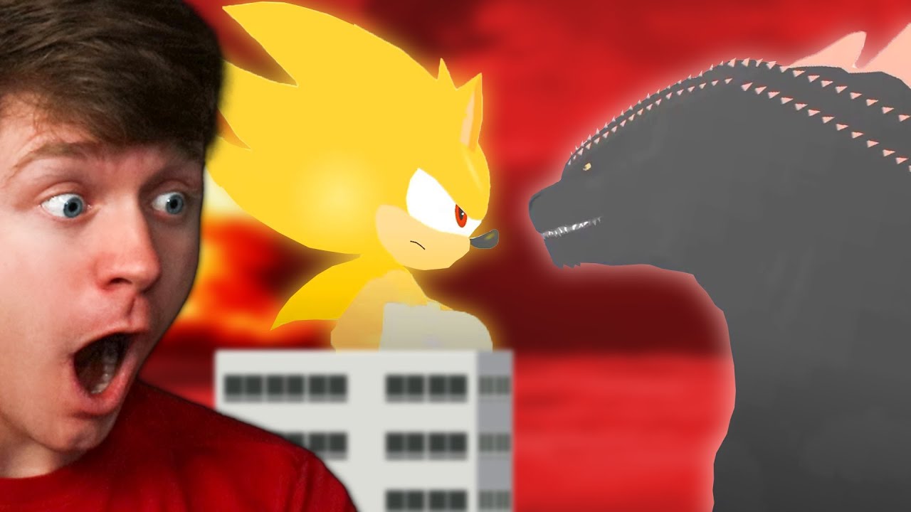 Reacting to EVOLVED GODZILLA vs SUPER SONIC! (Fight)