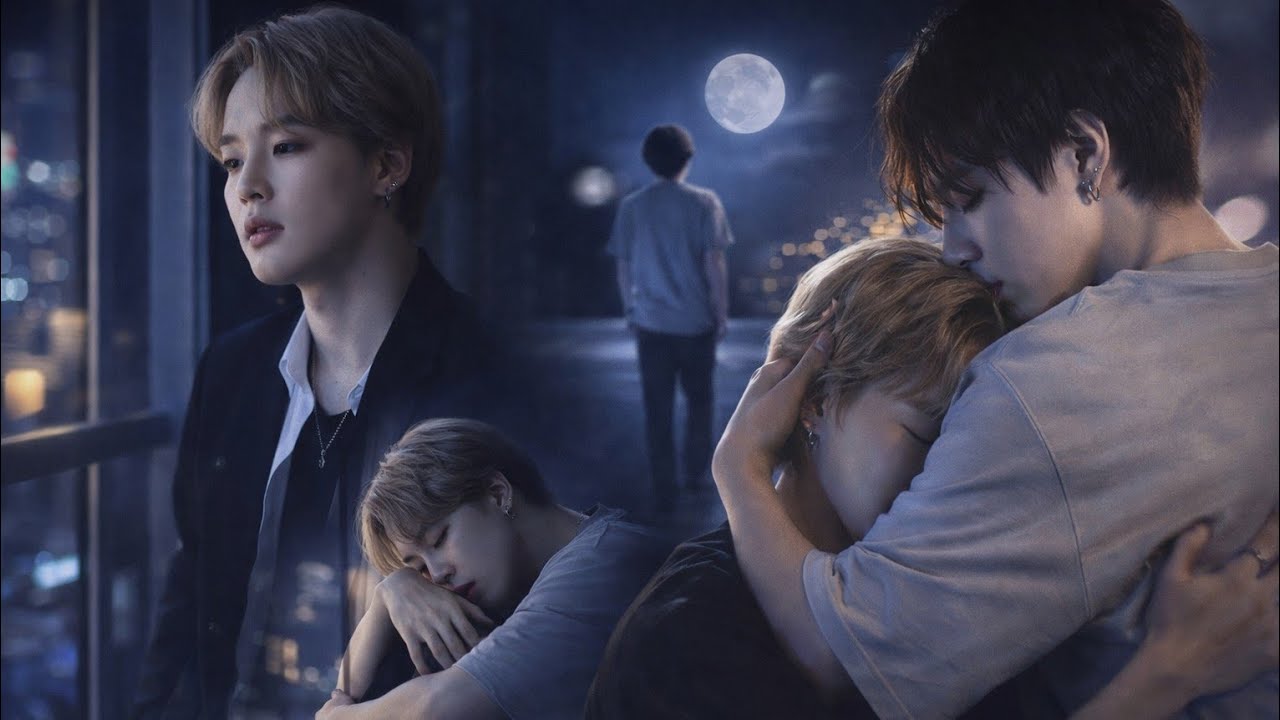 Jimin waits for Jungkook alone after all is gone-a midnight hug full of longing 🌙 🫂