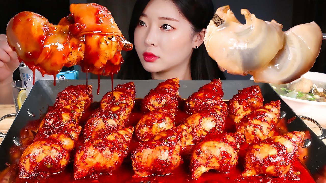 ASMR Пряные тушеные морские улитки & Суп из морских улиток * Корейский коктейль MUKBANG Eating show
