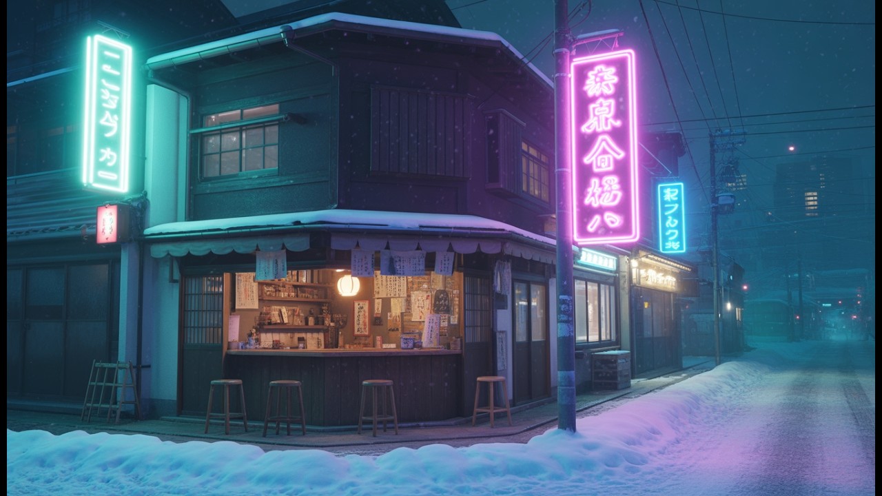 🎶Relaxing Study Lofi | Snowy Tokyo Alleyway For Studying, Sleeping, And Relaxing📚