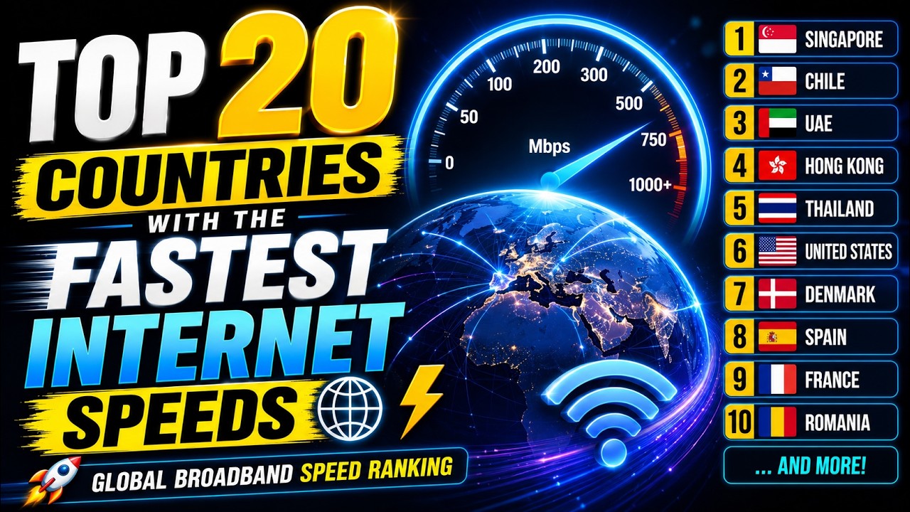 Top 20 Countries with the Fastest Internet Speeds 🌐⚡ | Global Broadband Speed