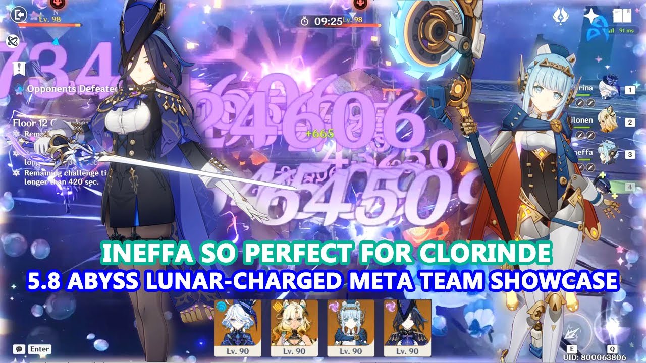 Ineffa so Perfect for Clorinde : 5.8 Abyss Floor 12 Lunar-Charged Meta Team Showcase