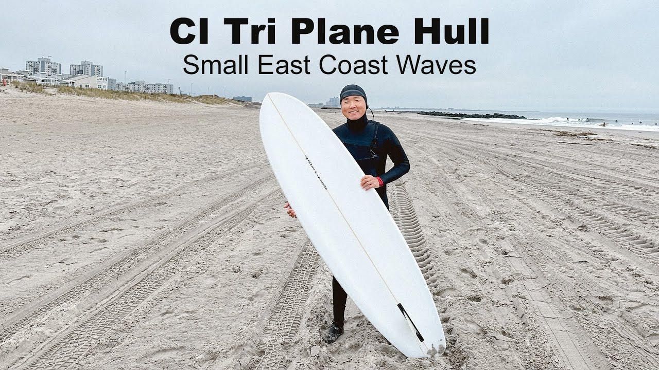 Tri Plane Hull Single by CI Surfboards in Small East Coast Waves