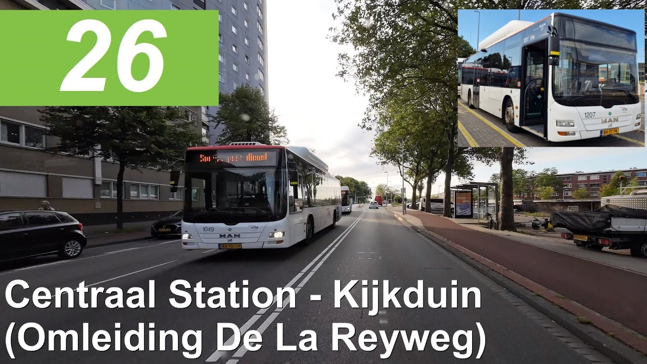 HTM lijn 26: Garage Telexstraat - Centraal Station - Den Haag Kijkduin | Omleiding |  HTM 1207 | '23