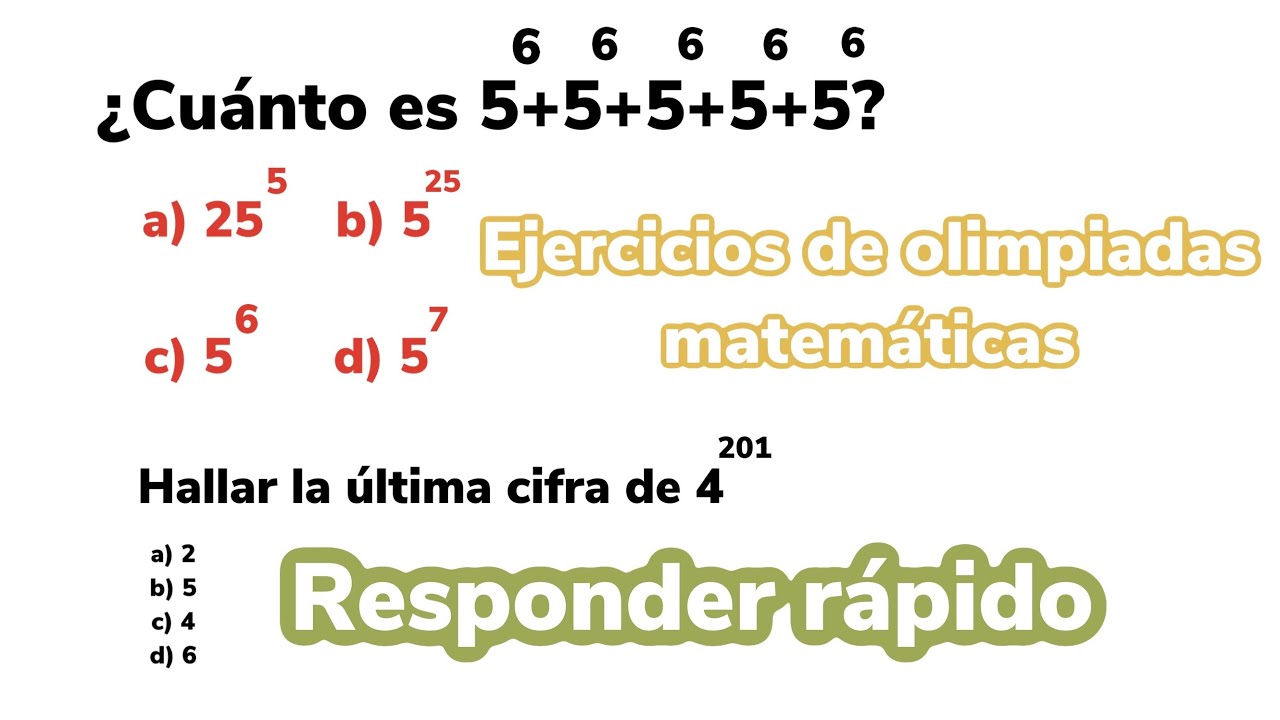 Ejercicios de olimpiadas matemáticas 🧮 aprende a responder rápido 👌😉