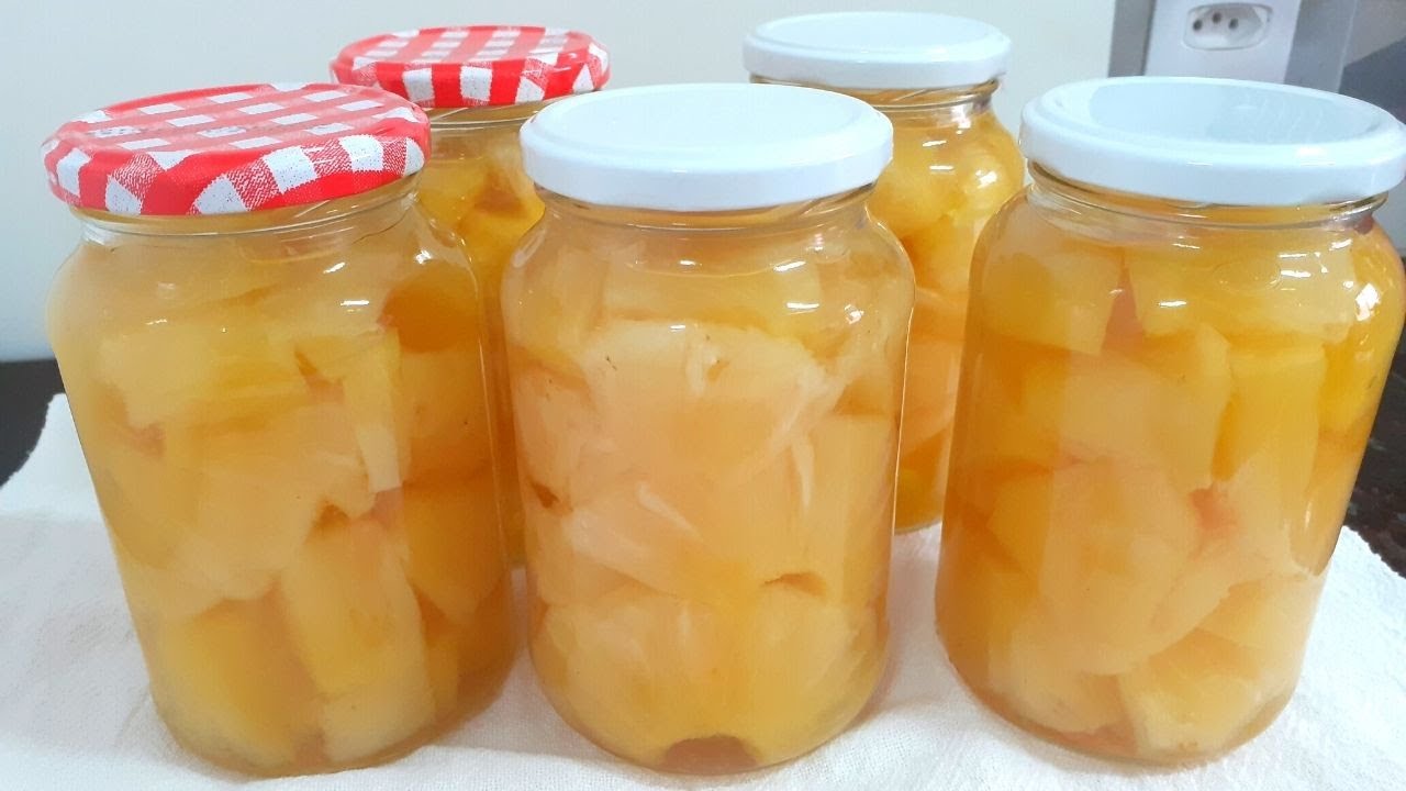 faça vc mesmo sua conserva de abacaxi em calda ,você pode guardar fora da geladeira por até 1 ano