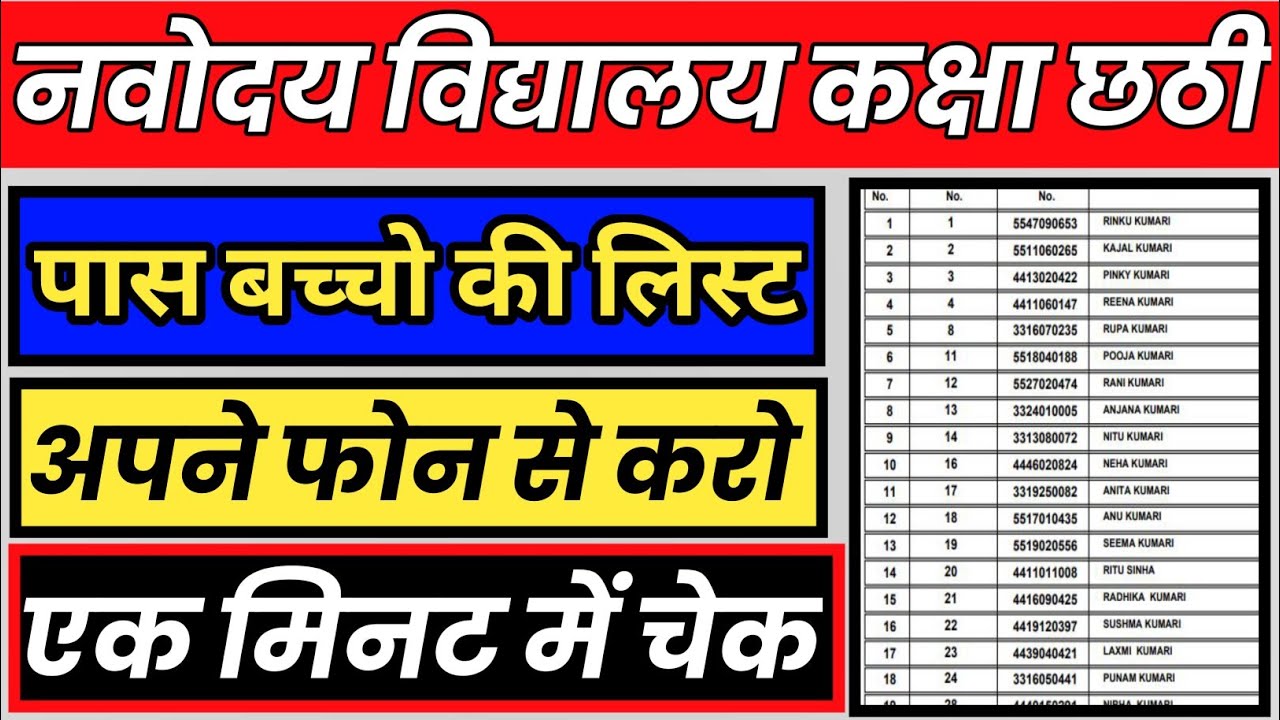 how to check Jawahar Navodaya vidyalaya class 6 result 2021