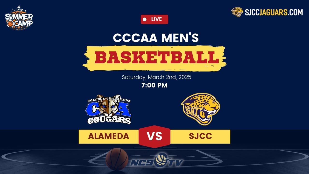 Alameda vs San Jose City College Men's Basketball LIVE 3/1/25 - 3C2A Regional Playoff
