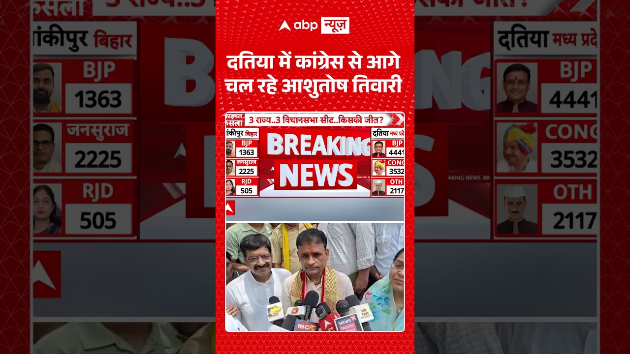 Datia Election Results : दतिया में कांग्रेस से आगे चल रहे Ashutosh Tiwari  #DatiaByElection