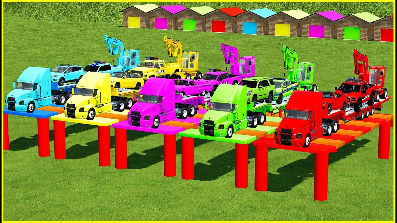 EFFICIENTLY TRANSPORT EXCAVATORS, POWER PICKUPS, CARS WITH TRUCKS & TIPS! Farming Simulator 22