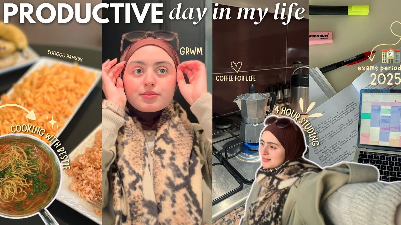 PRODUCTIVE day in my life ✨🎀: 4 hours studing 📚, university struggles 🤦🏻‍♀️🏫 ,cooking with bestie💗…