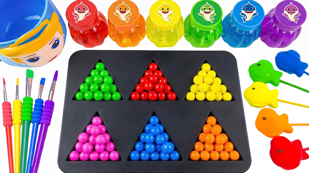 Satisfying Video DIY How To Make Rainbow Triangle Shapes Filled With Slime Colorful Sprunki ASMR