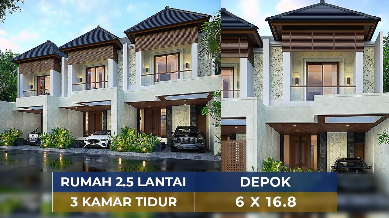 DESAIN PERUMAHAN STYLE VILLA BALI TROPIS DENGAN 3 KAMAR TIDUR DI DEPOK!! - JASA DESAIN PERUMAHAN