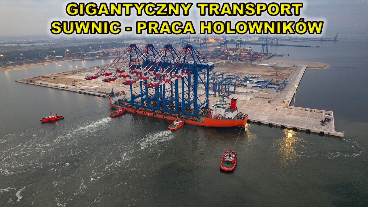 27.10.Gigantyczny transport wielkich suwnic .  Niezwykła praca holowników. Dron+kamera stacjonarna.