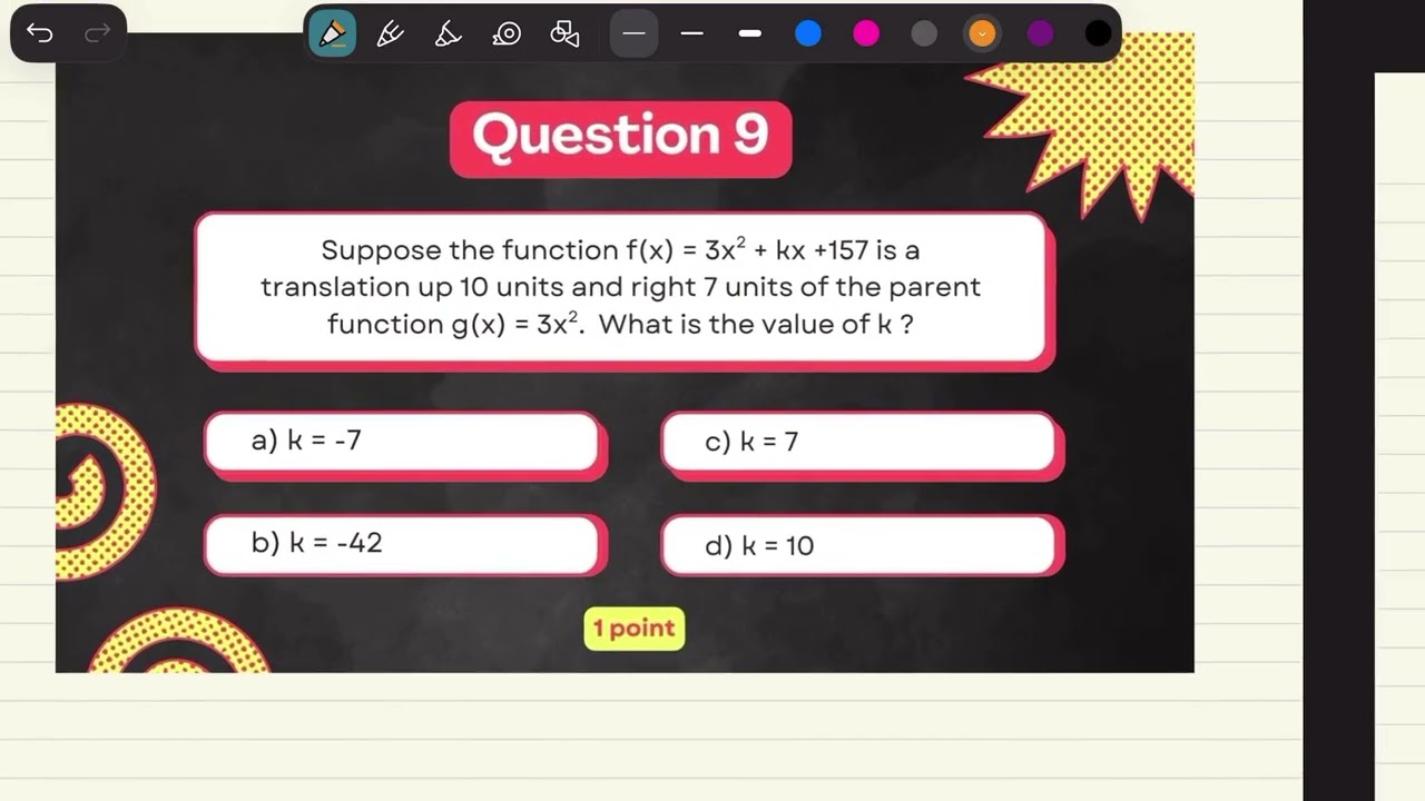 Algebra Topic 8 Review Slides