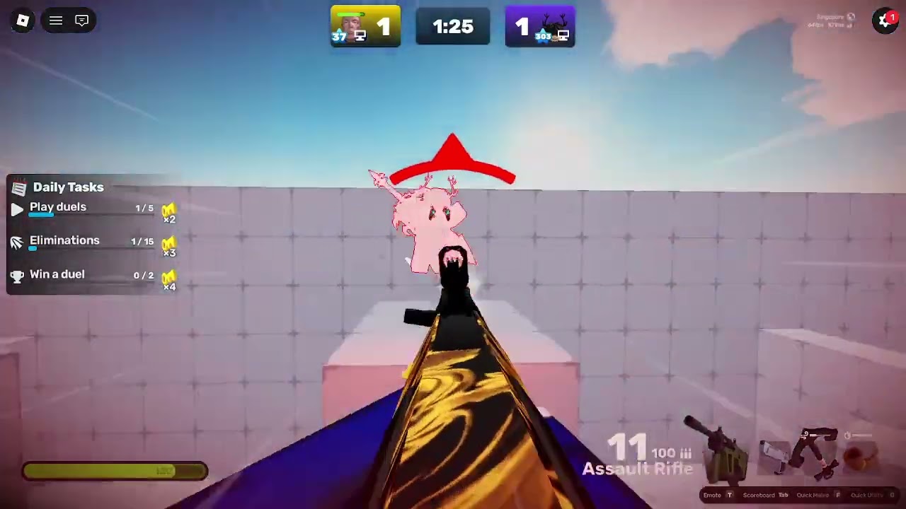 Playing 1v1s in roblox rivals