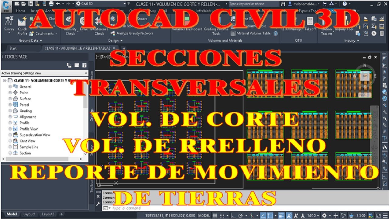 SECCIONES TRANSVERSALES PARTE 03 (REPORTE VOL. CORTE Y VOL. RELLENO) EN AUTOCAD CIVIL 3D 2018-2025