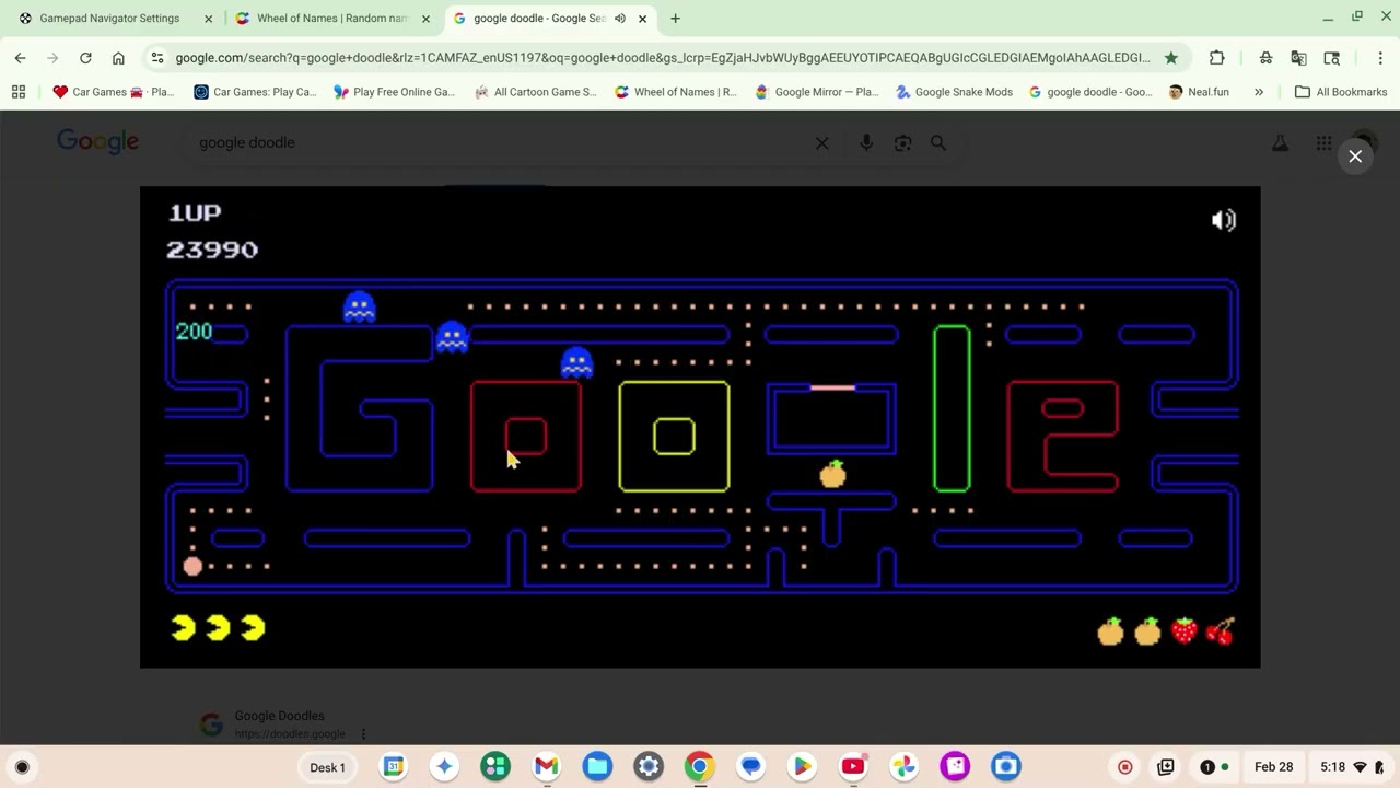 Seeing how long I can last in Google pac-man