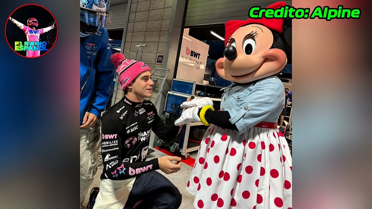 El nuevo Principe de Disney, Franco Colapinto junto a Mickey Mousse y Minnie. F1 radio