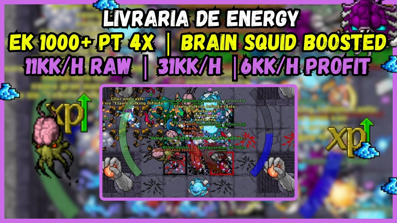 EK 1000+ Hunt Livraria de Energy [Brain Squid Boosted] | 11kk/h Raw | 31kk/h | 6kk/h Profit | TIBIA