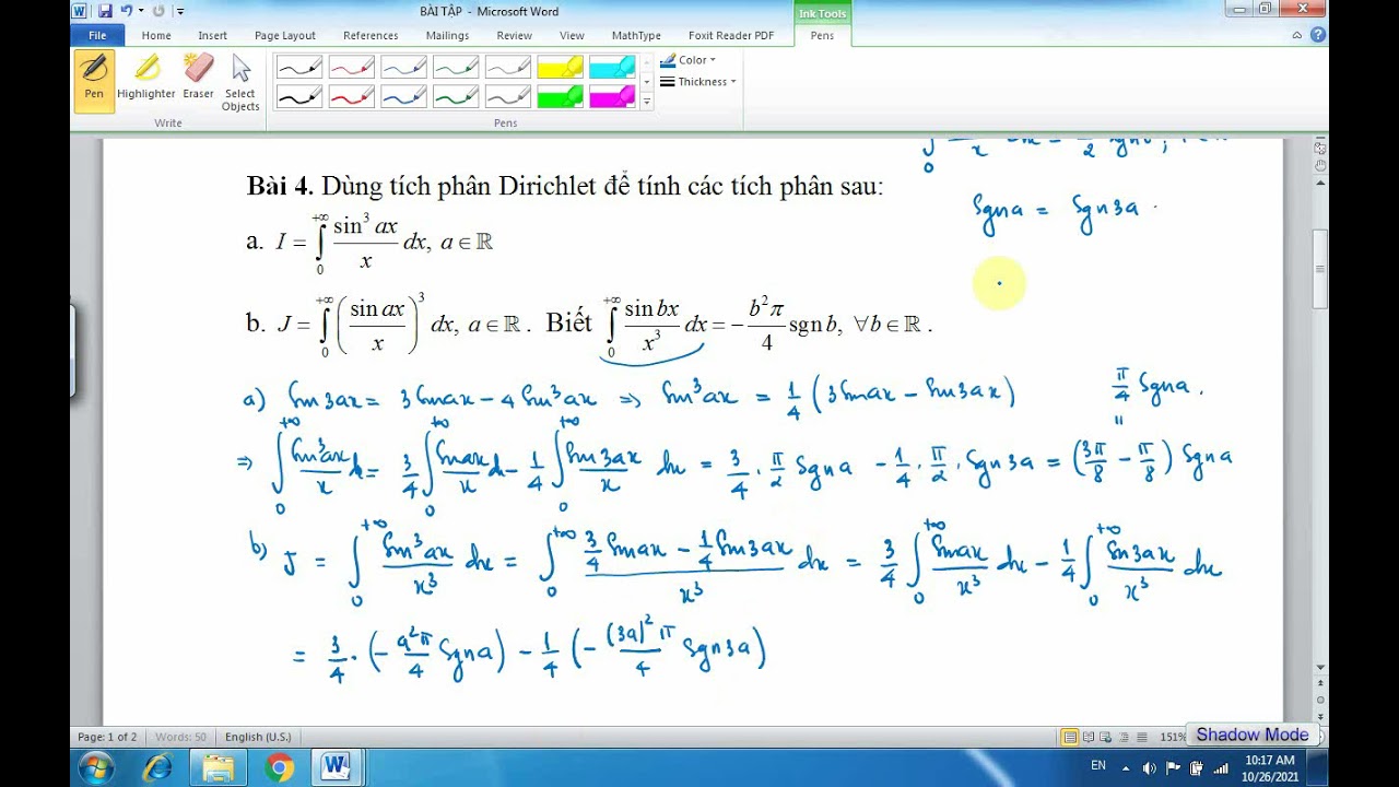 Ứng dụng hàm Beta - hàm Gamma - Tích phân Dirichlet để tính các tích phân khác | Bài tập