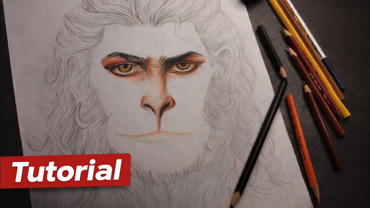 Hanuman Ji Eye Drawing | Colored Pencil Drawing