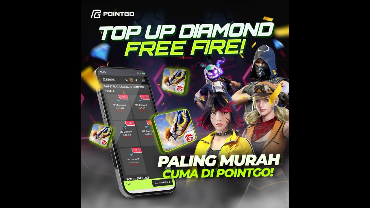 Top Up FF paling murah yaa di POINTGO lahh 🤩