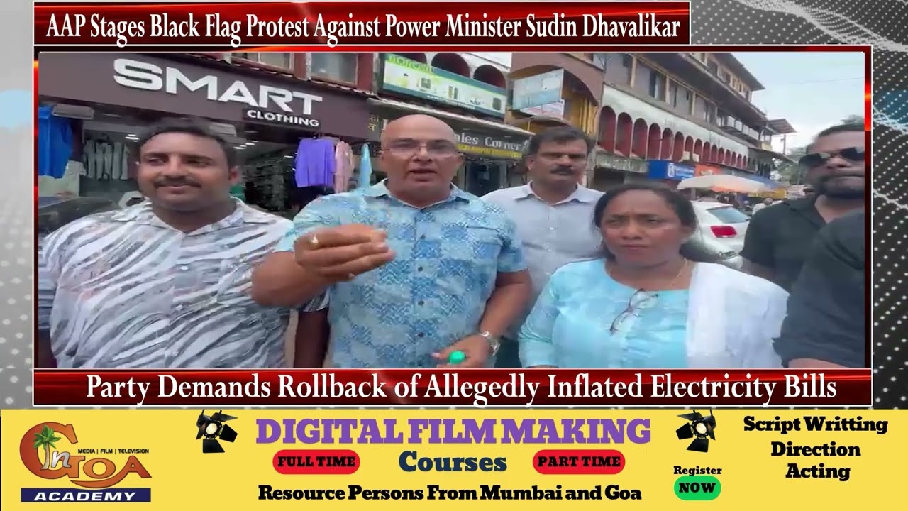 AAP Stages Black Flag Protest Against Power Minister Sudin Dhavalikar