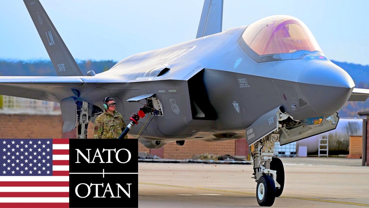 ВВС США, НАТО. Истребители F-35A на авиабазе Рамштайн, Германия.
