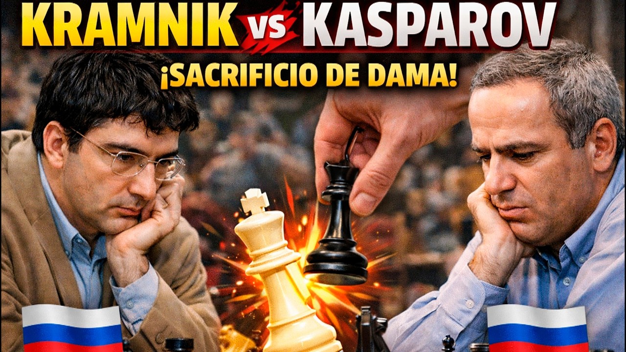 ♟KRAMNIK Y KASPAROV PROTAGONIZAN UN IMPRESIONANTE COMBATE TÁCTICO QUE ACABA ¡EN SACRIFICIO DE DAMA!