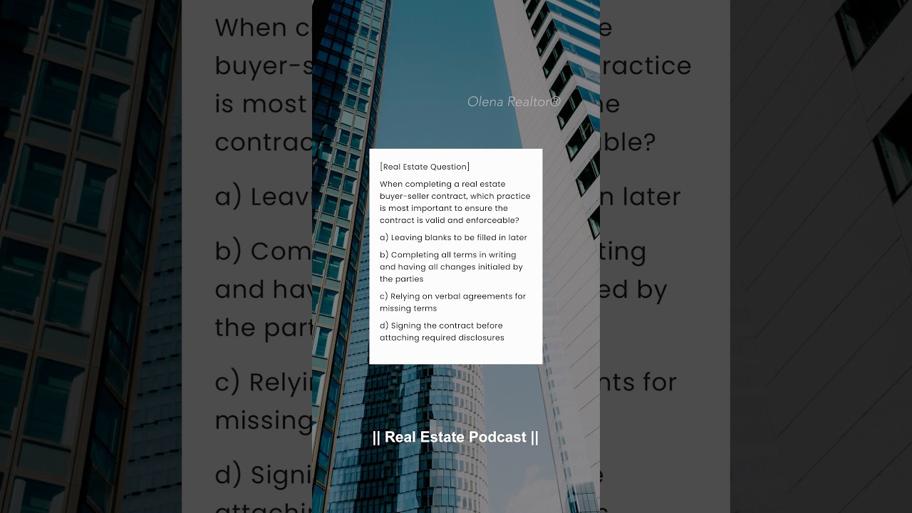 Real Estate Exam Question w/Answer & Explanation 