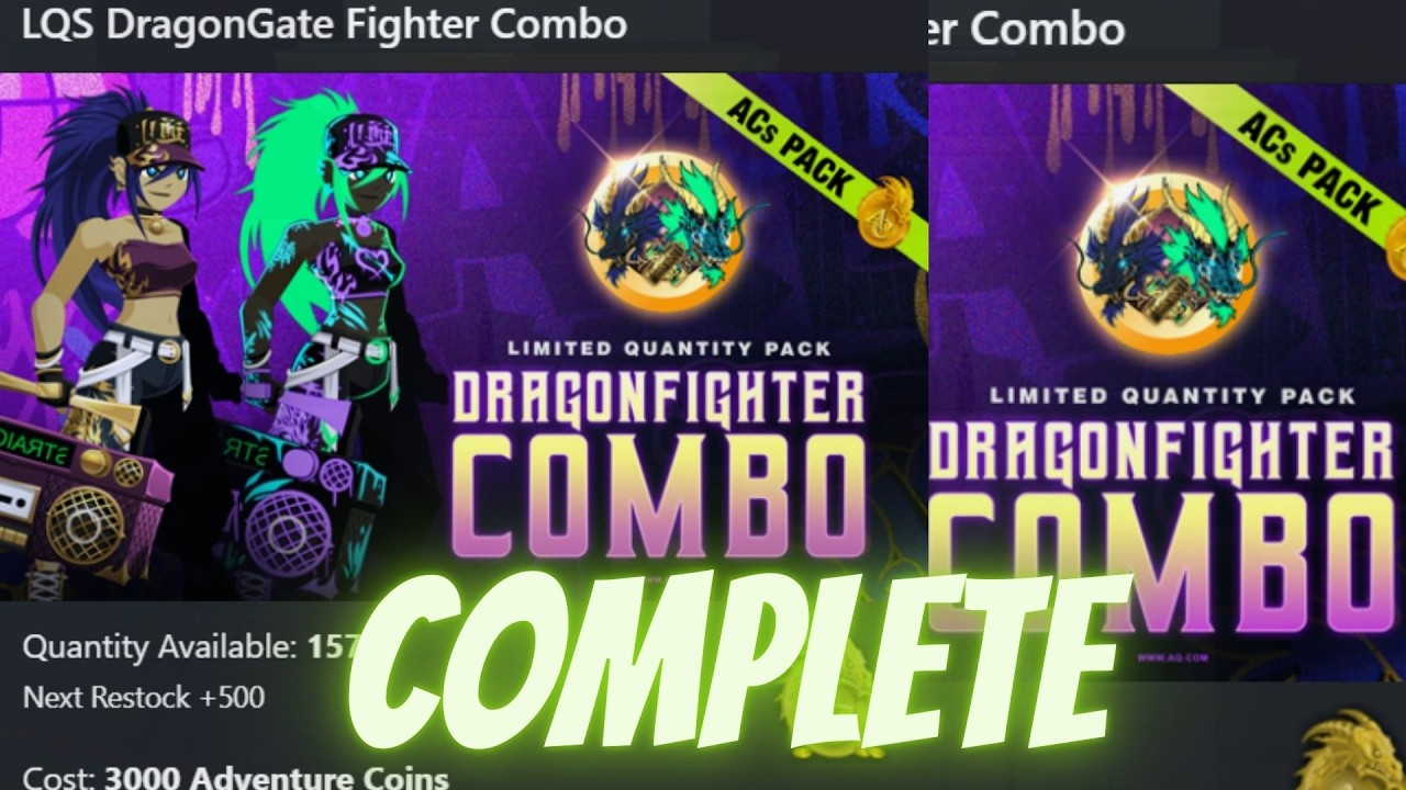 AQW | 🎨🏅Summer 2026 Limited Quantity Shop LQS COMPLETE DragonGate Fighter Combo🖌️🎨🏙️🛹🧢@RVZ_