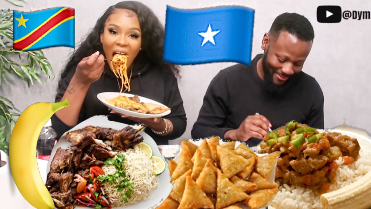CONGOLESE TRYING SOMALI FOOD FOR THE FIRST TIME | MUKBANG BEEF SAMBUSA BANANA Ishkukaris