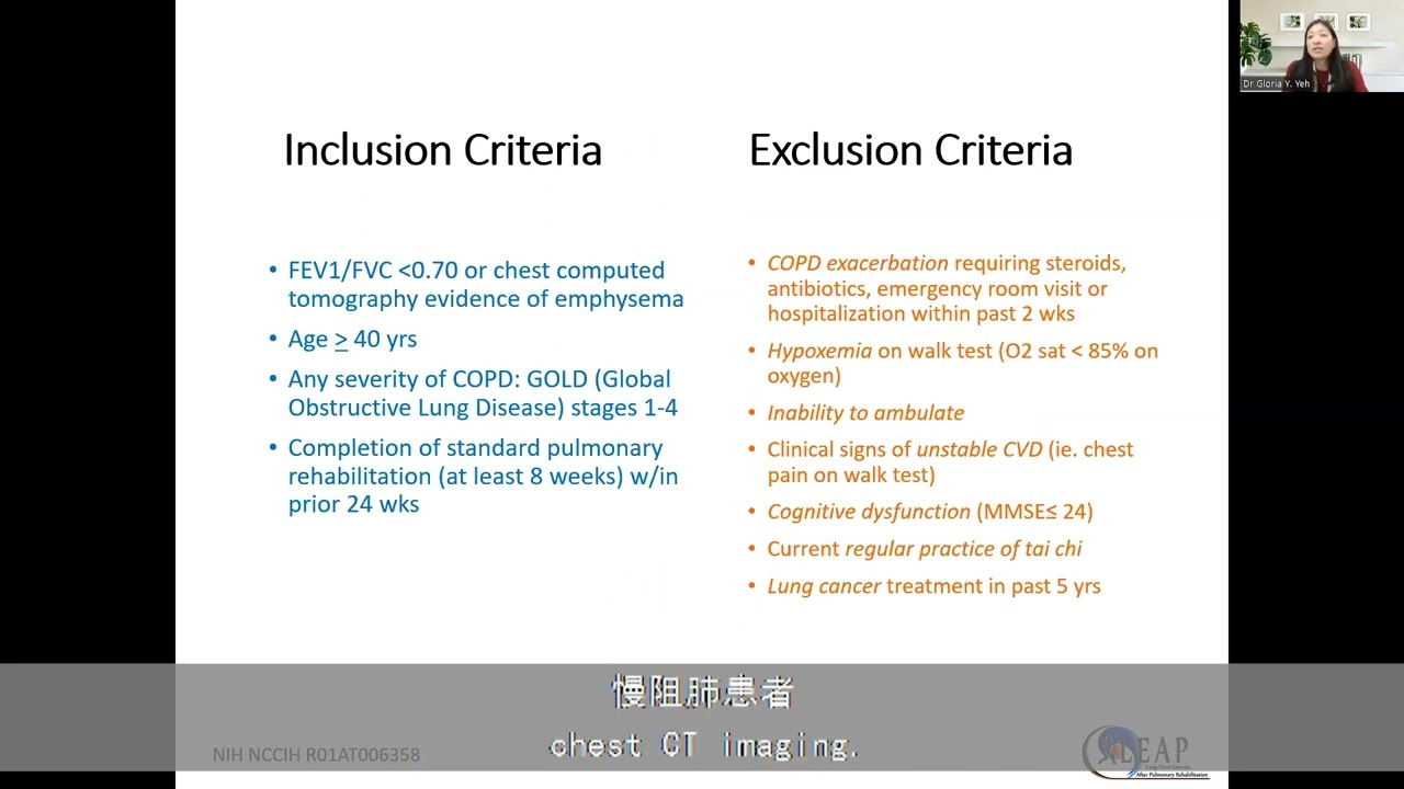 Topic: Tai Chi Exercise in Patient with COPD: Study protocol for a randomized controlled trial