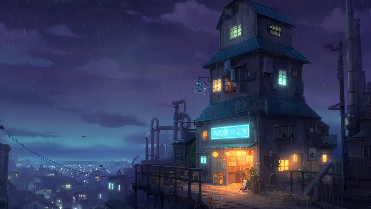 Urban Balcony Lofi Hip Hop Radio ☕ Cozy Night Rain Sounds ☔️ Chill Vibes to Work, Read & Unwind
