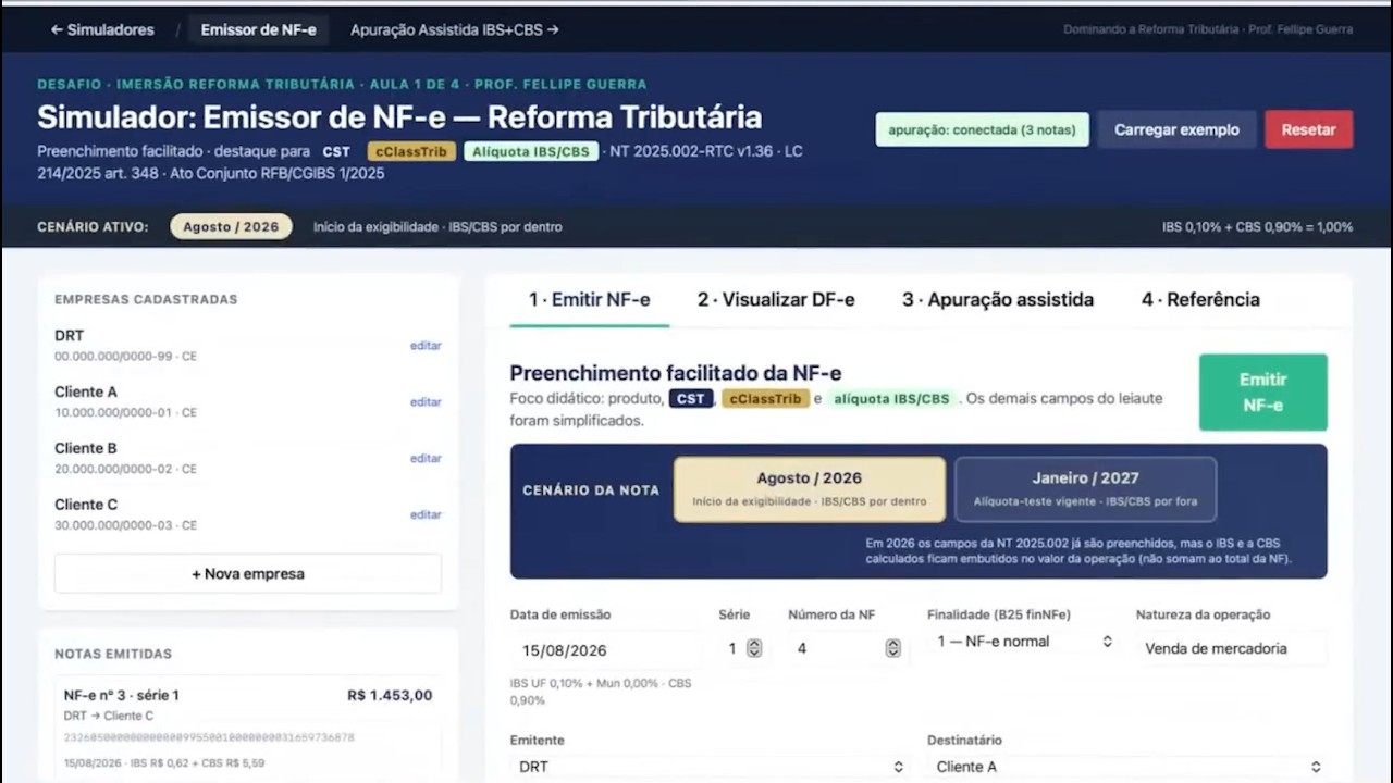 SIMULA&Ccedil;&Atilde;O: como preencher a NF-e com IBS e CBS (passo a passo) | Prof. Fellipe Guerra