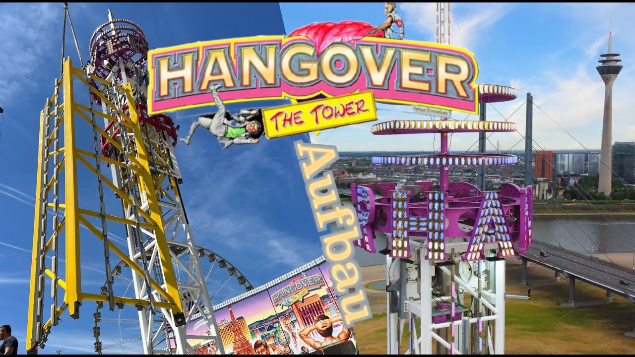 So wird der Hangover The Tower aufgebaut - Kirmes Aufbau Doku 4K - Rheinkirmes 2022