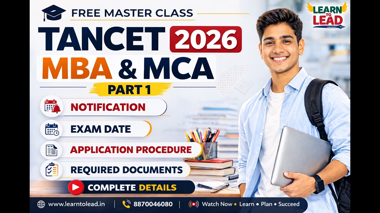 TANCET 2026 MBA & MCA FREE MASTER CLASS | Notification | Exam Date | Application  Elite Batch Part 1
