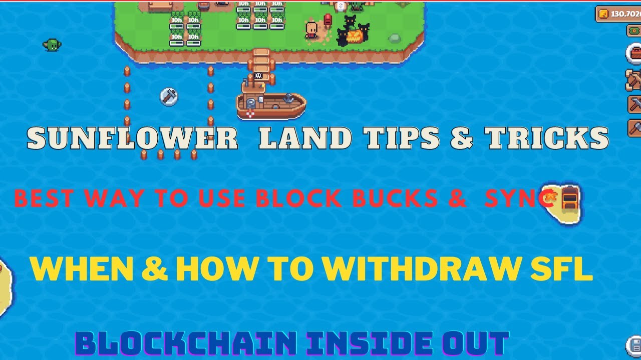 Sunflower Land Tips & Tricks : When to sync ,how to use  Block Bucks, crops and axes |  Withdraw SFL