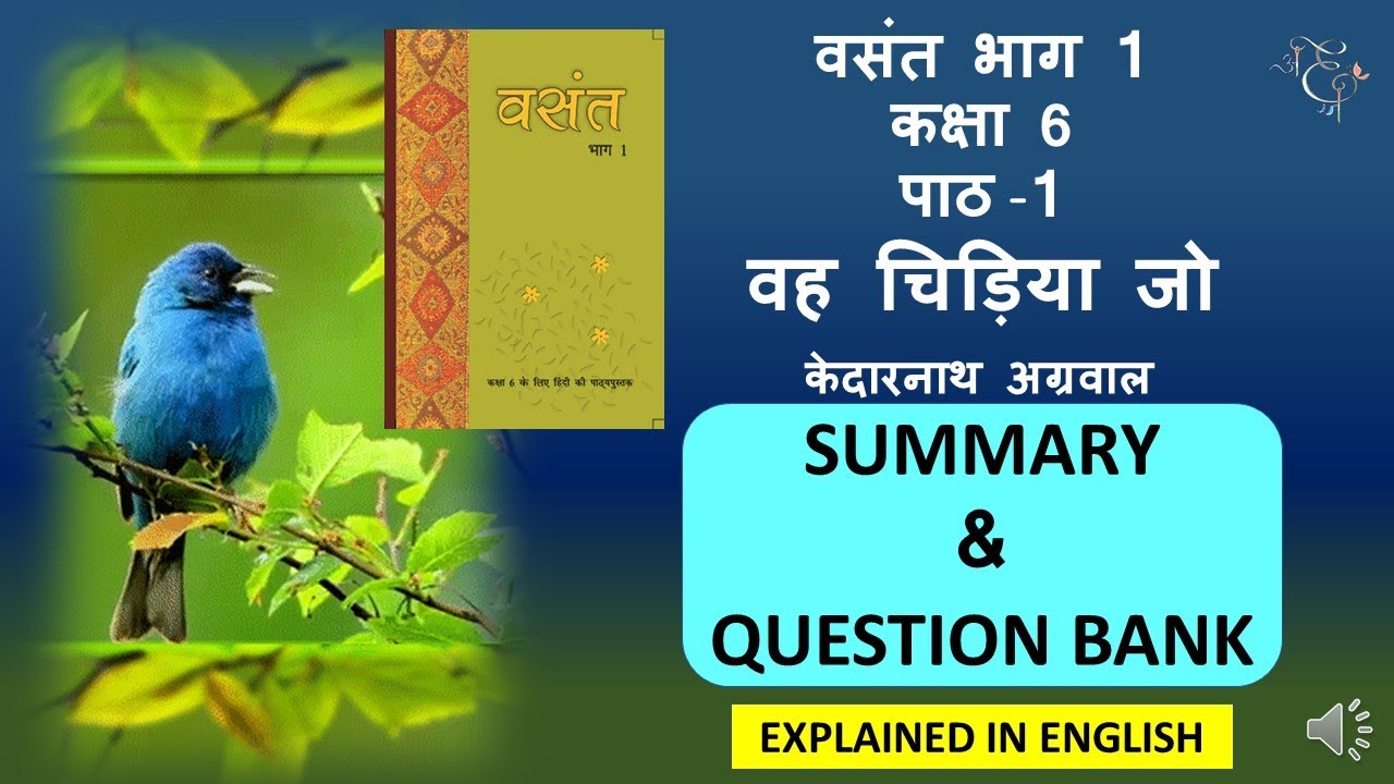 VAH CHIDIYA JO - QUESTION ANSWERS AND SUMMARY - CLASS 6 - LESSON 1 - ENGLISH EXPLANATION