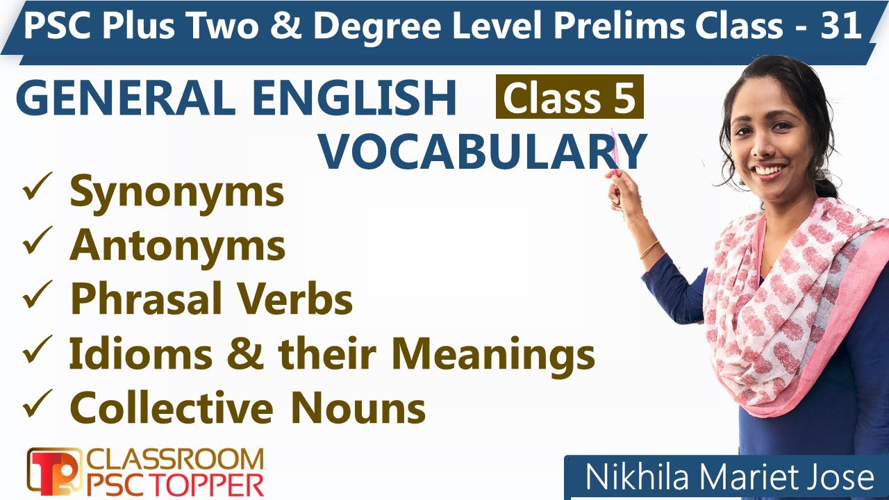 PSC Plus 2 &  Degree Level Prelims Syllabus based Class - 31 | General English - Vocabulary | Part 5