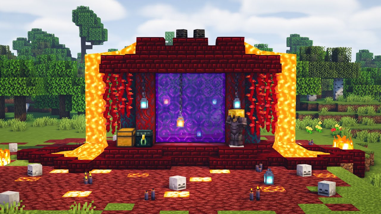 Minecraft | How to Build a Nether Portal Design | CODE: #14
