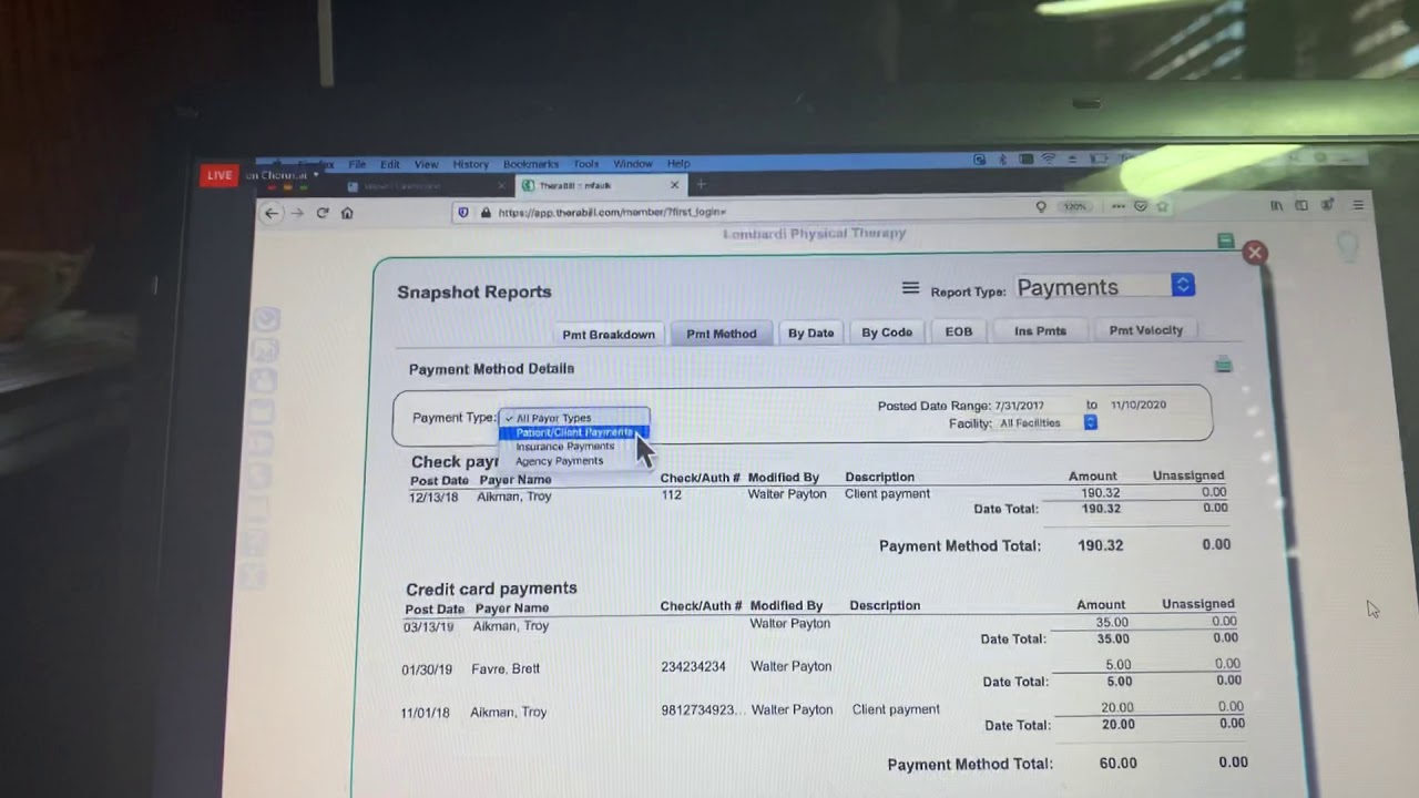 WebPT/Therabill Billing Reports