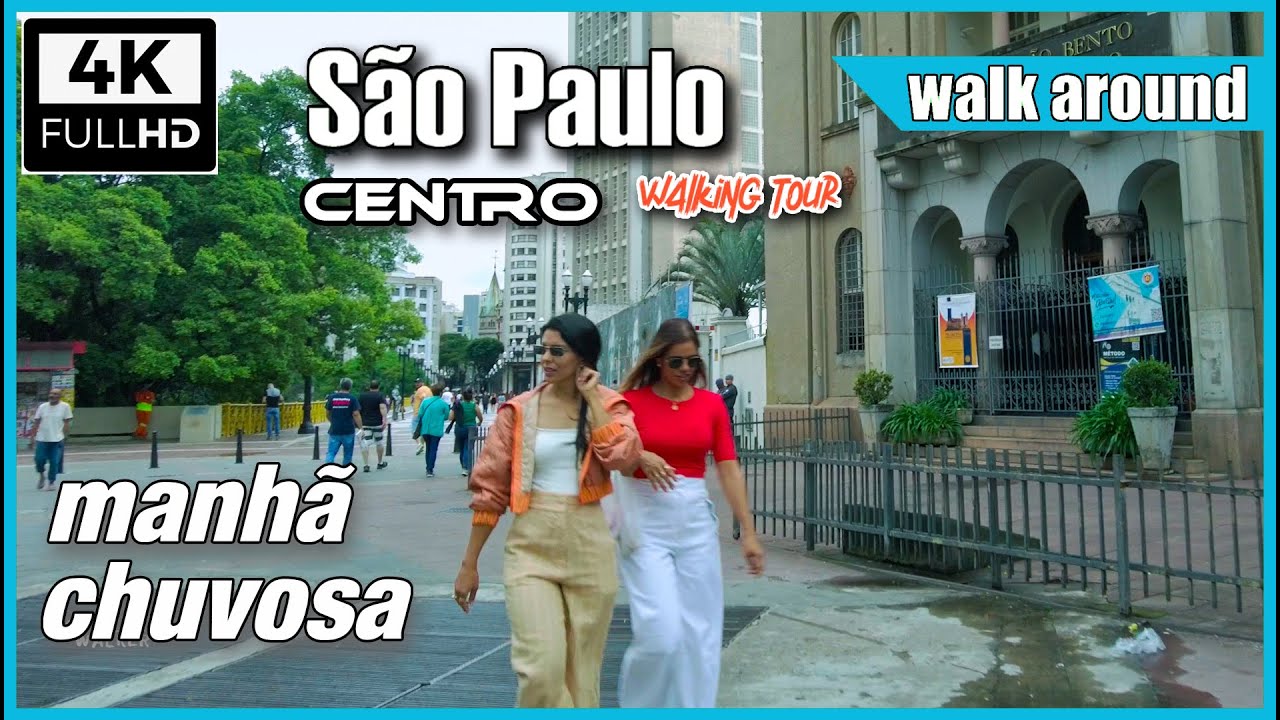 [4K] O Centro de São Paulo numa manhã chuvosa #saopauloape #saopaulowalkingtour #cidadedesp
