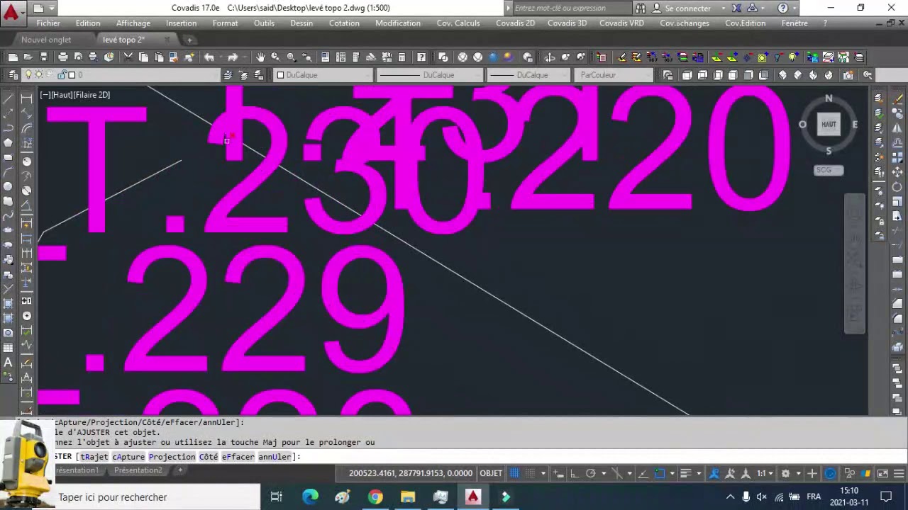 Formation logiciel Covadis dessin par poly-line et immatriculation d'entité